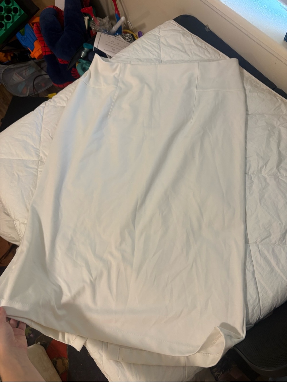 Women's Cream Stretch Pencil Skirt
